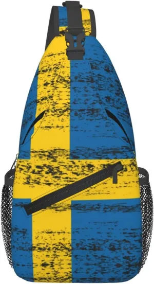 Cute Sweden Flag Crossbody Sling Backpack Sling Bag Travel Hiking Swedish Chest Bag Daypack for Women Men