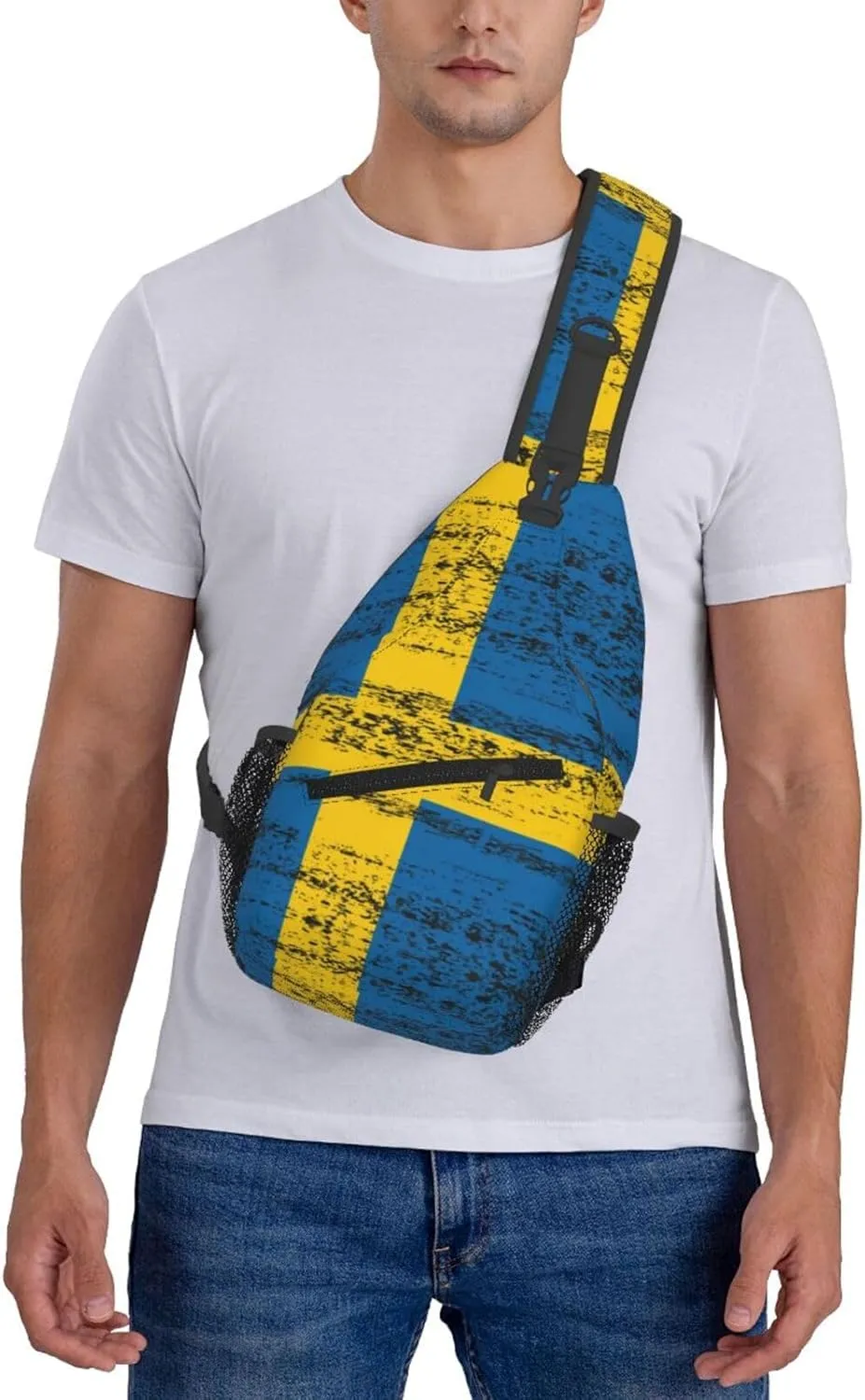 Cute Sweden Flag Crossbody Sling Backpack Sling Bag Travel Hiking Swedish Chest Bag Daypack for Women Men