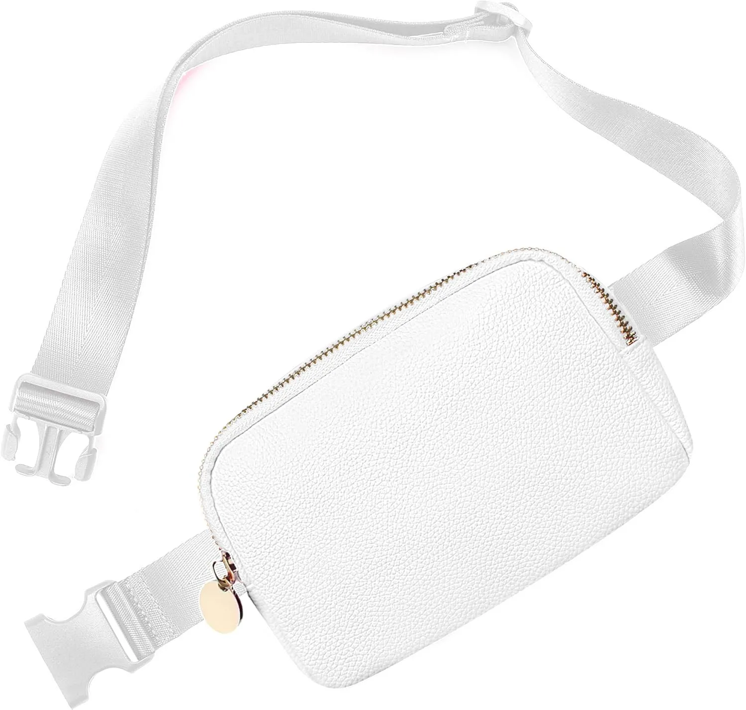 Dancour Leather Belt Bag - White Waist Pack for Women - Everywhere Crossbody Fanny Pack
