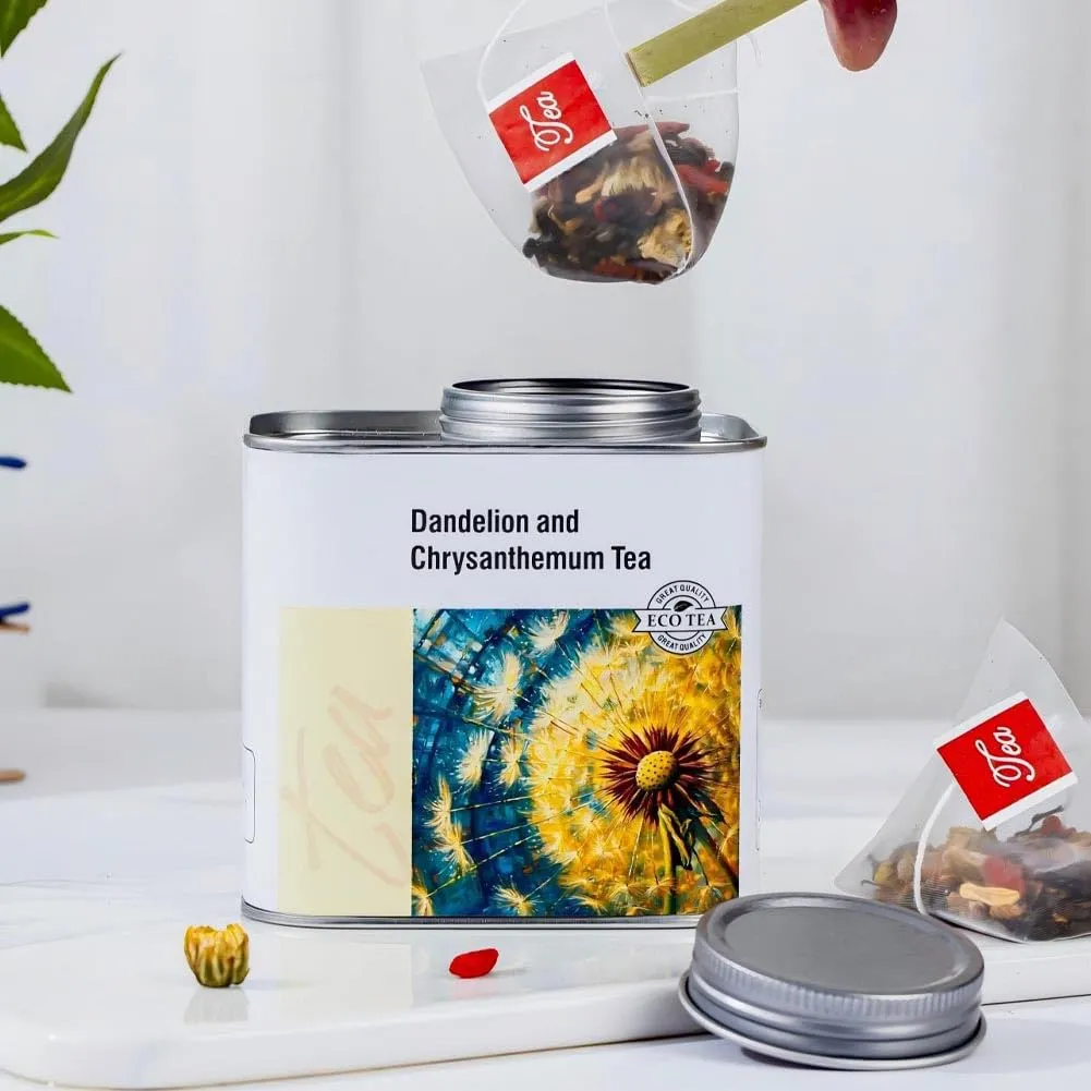 Dandelion Leaf And Root Tea Canned, Natural Herbal Dandelion Leaf Root Tea, Hot/Cold Brew Organic Dandelion Root Tea Bags Gift Box, Organic Herbal Dandelion Extract Tea, Dandelion Root Leaf Tea (2)
