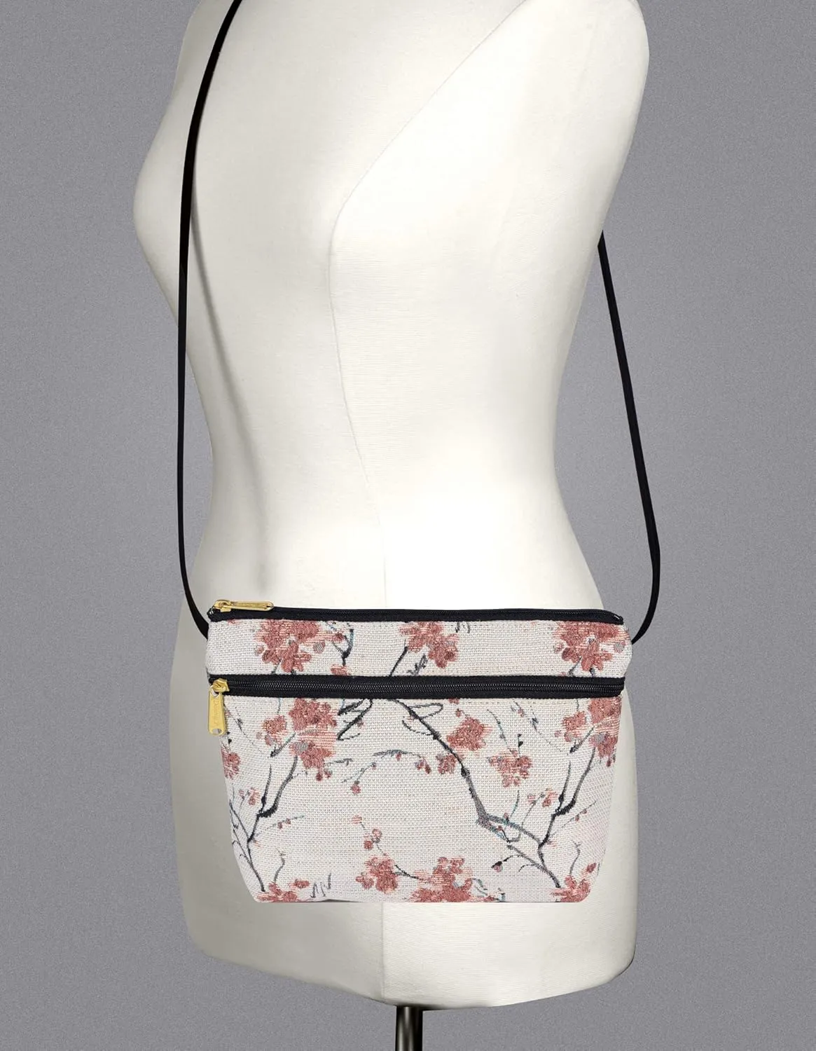 Danny K. Women's Tapestry Zipper Purse Crossbody Handbag, Adjustable Cord, Handmade in USA