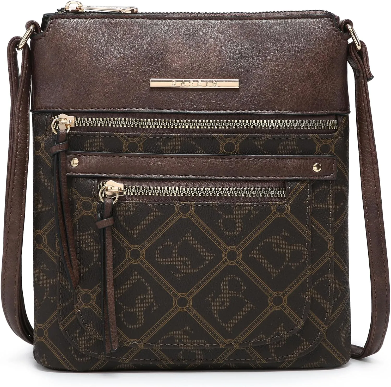 Dasein Crossbody Purse for Women Vegan Leather Shoulder Handbags Messenger Bags with Multi Zipper Pockets