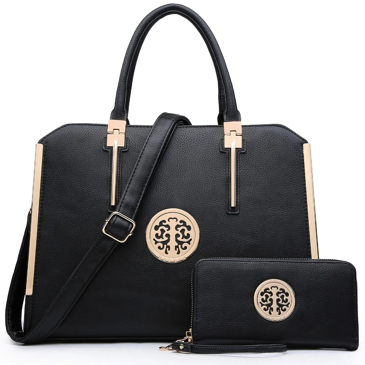 Dasein Faux Leather Briefcase with Matching Wallet