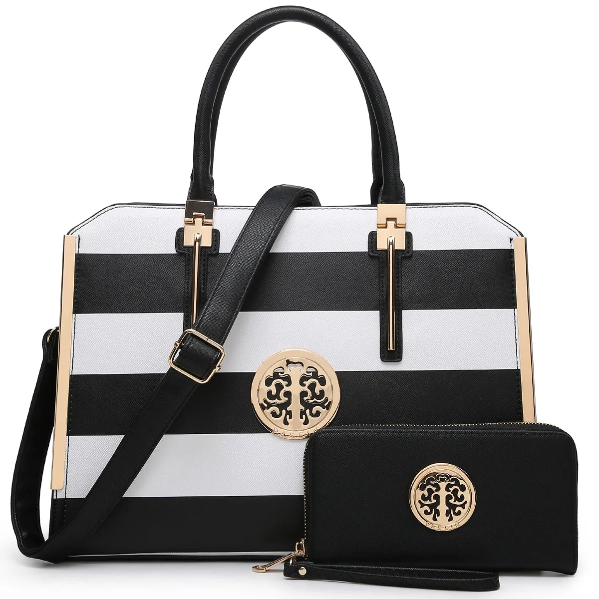 Dasein Faux Leather Briefcase with Matching Wallet