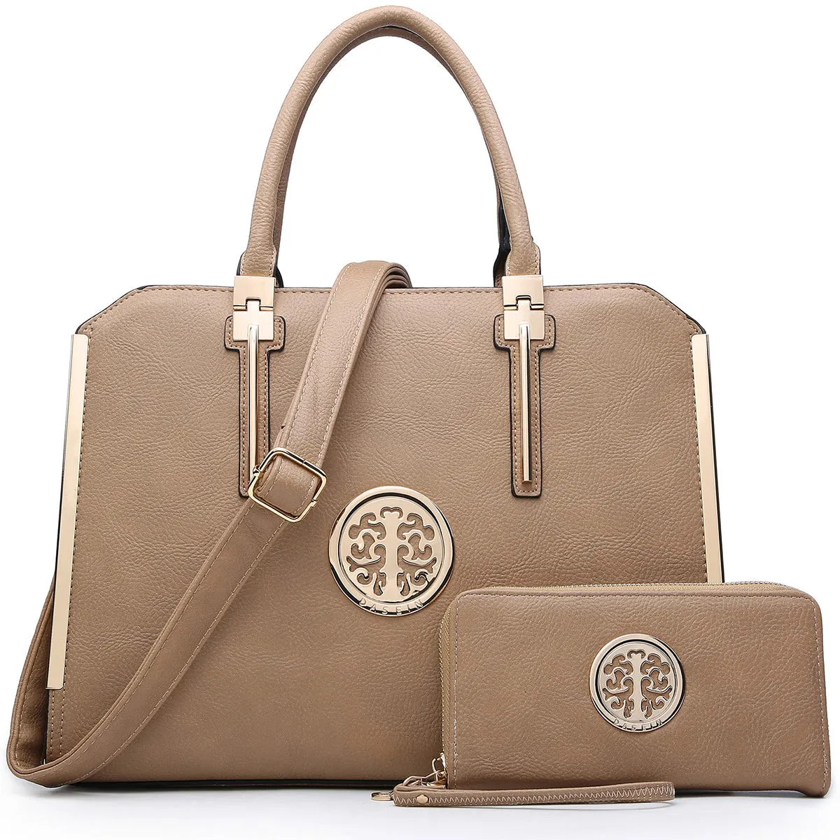 Dasein Faux Leather Briefcase with Matching Wallet