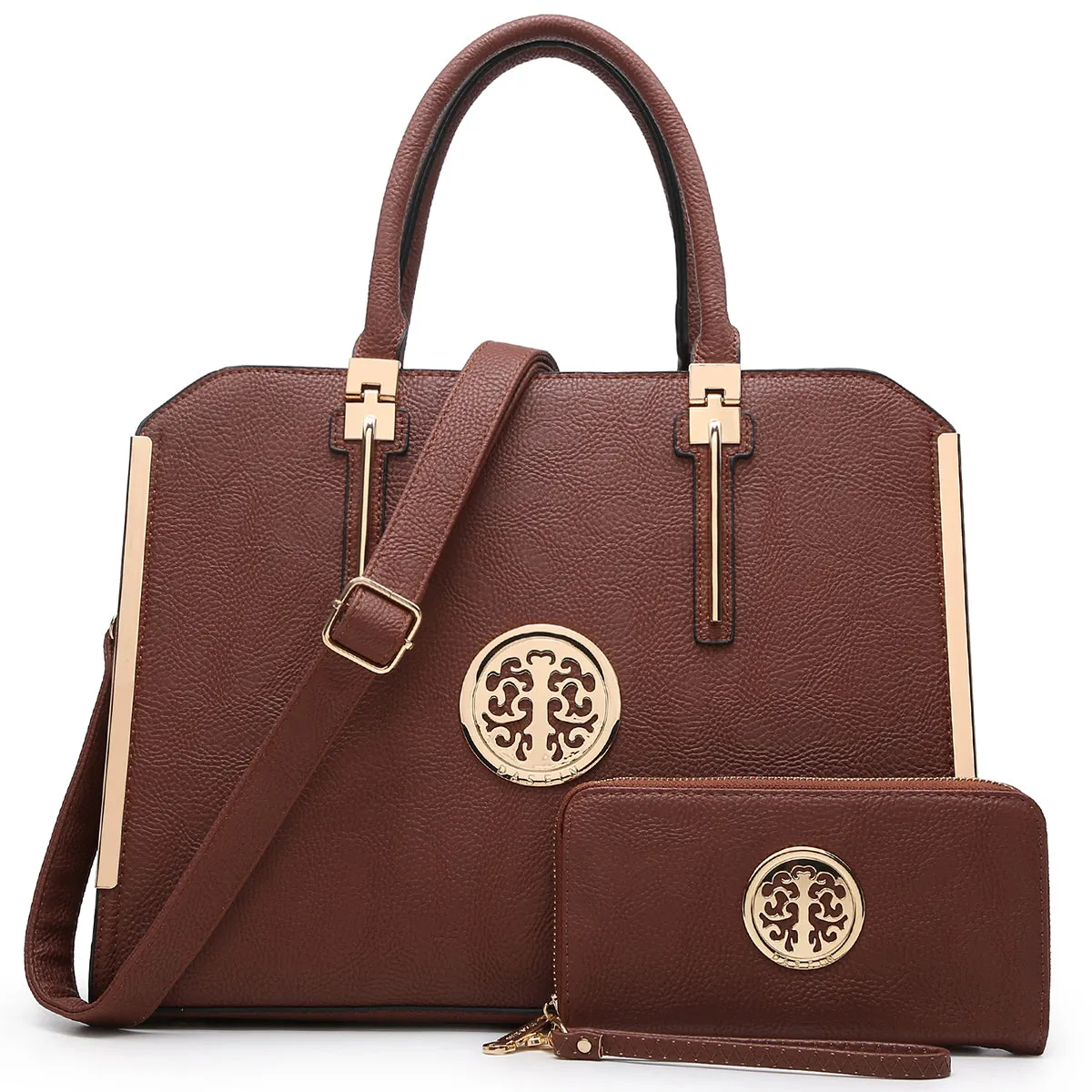 Dasein Faux Leather Briefcase with Matching Wallet