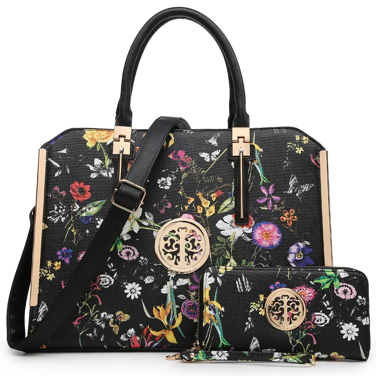 Dasein Faux Leather Briefcase with Matching Wallet
