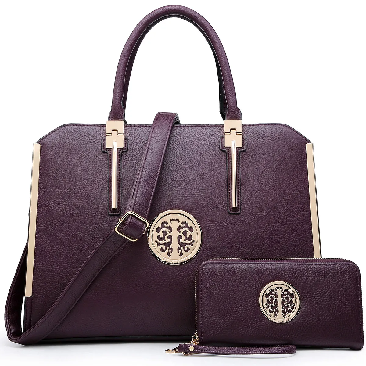 Dasein Faux Leather Briefcase with Matching Wallet