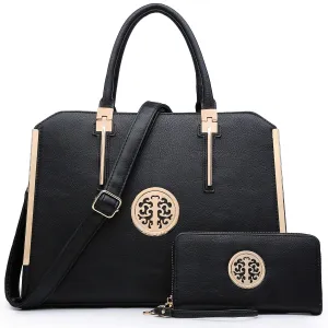 Dasein Faux Leather Briefcase with Matching Wallet