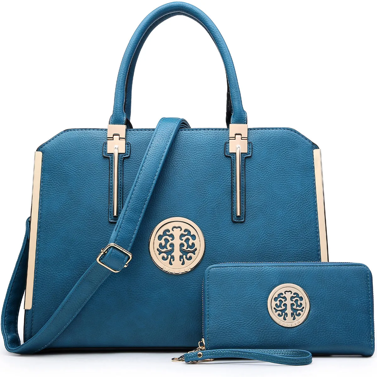 Dasein Faux Leather Briefcase with Matching Wallet