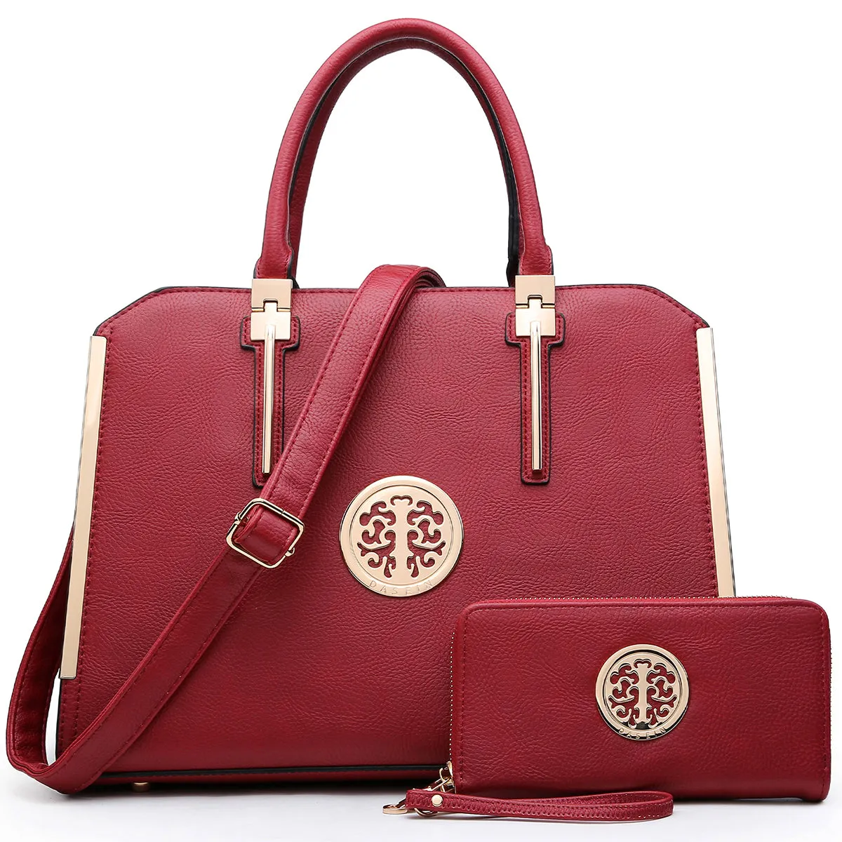 Dasein Faux Leather Briefcase with Matching Wallet