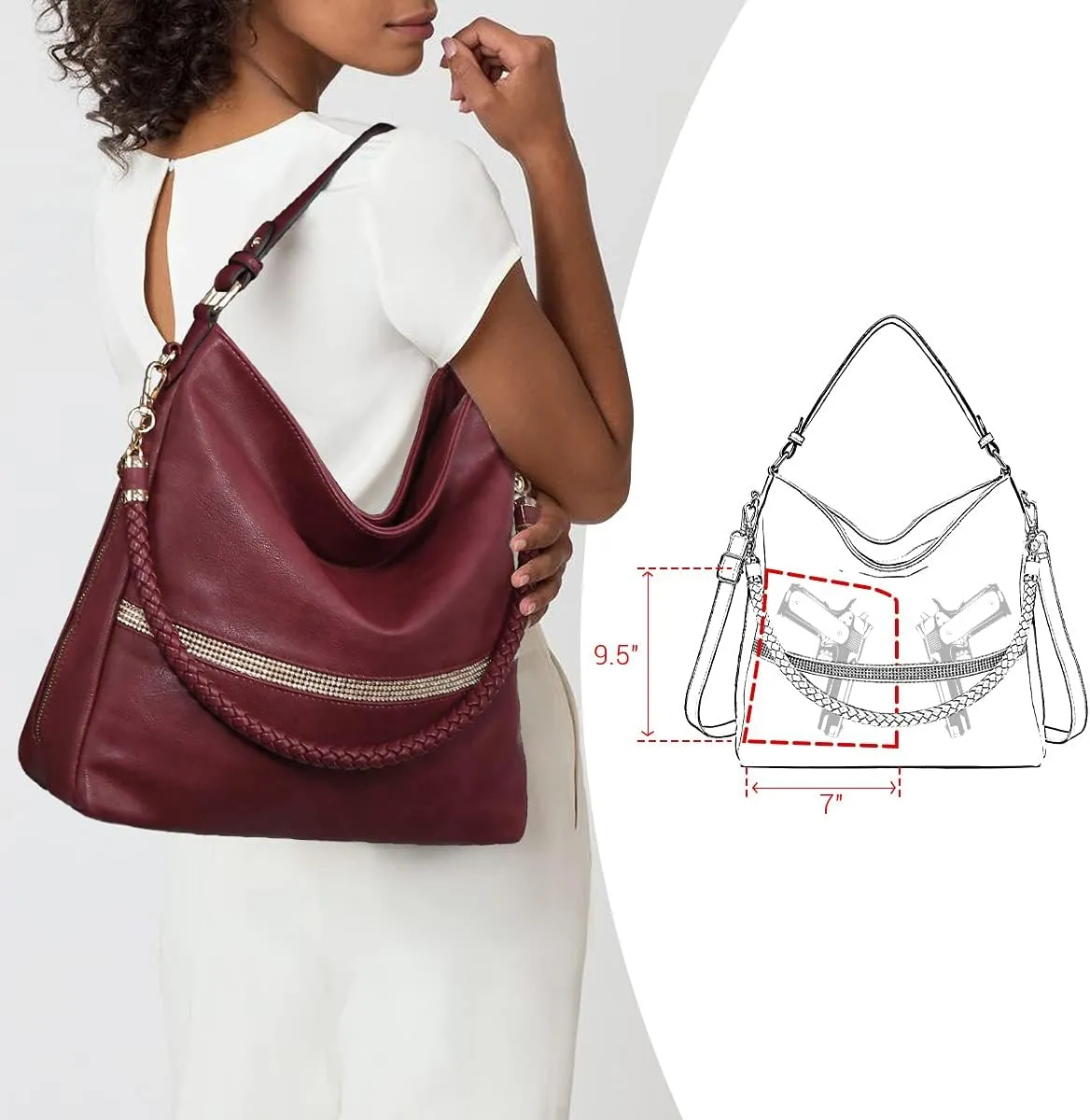 Dasein Hobo Handbags for Women Purses Vegan Leather Shoulder Bags Bucket Purse Large Tote Set with Long Strap