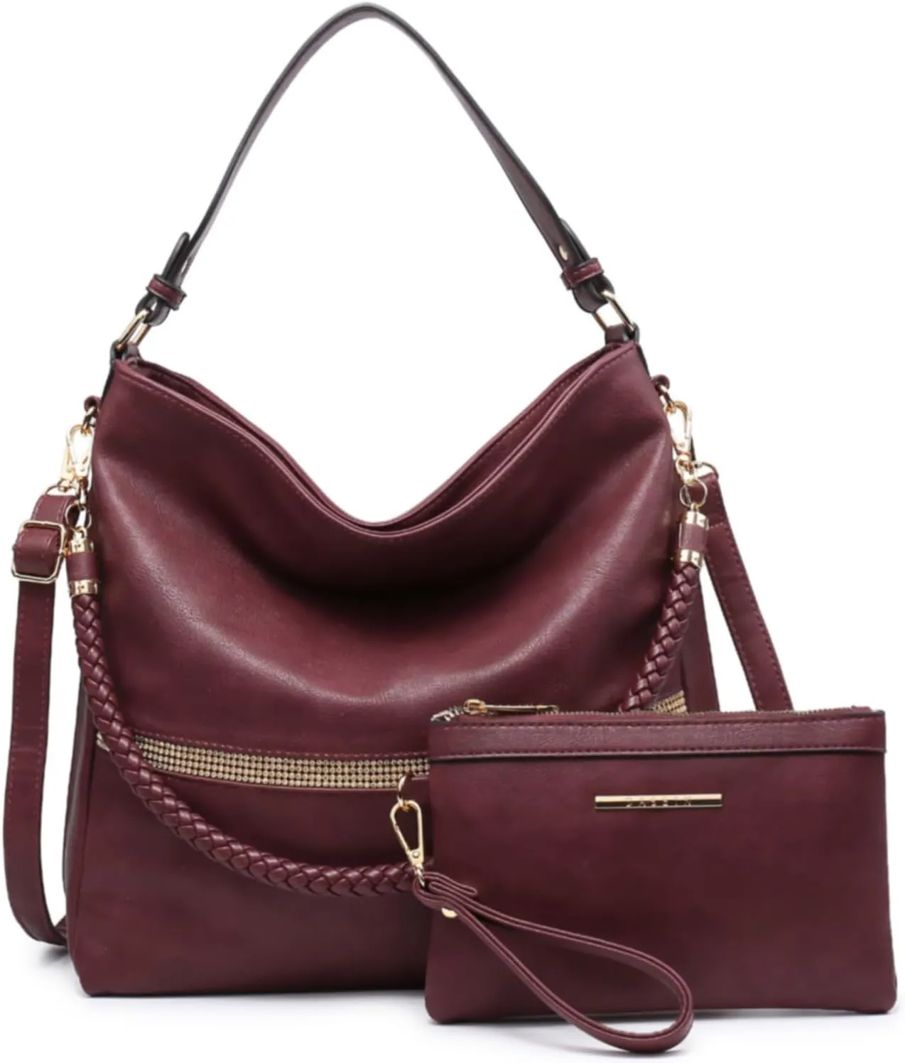 Dasein Hobo Handbags for Women Purses Vegan Leather Shoulder Bags Bucket Purse Large Tote Set with Long Strap