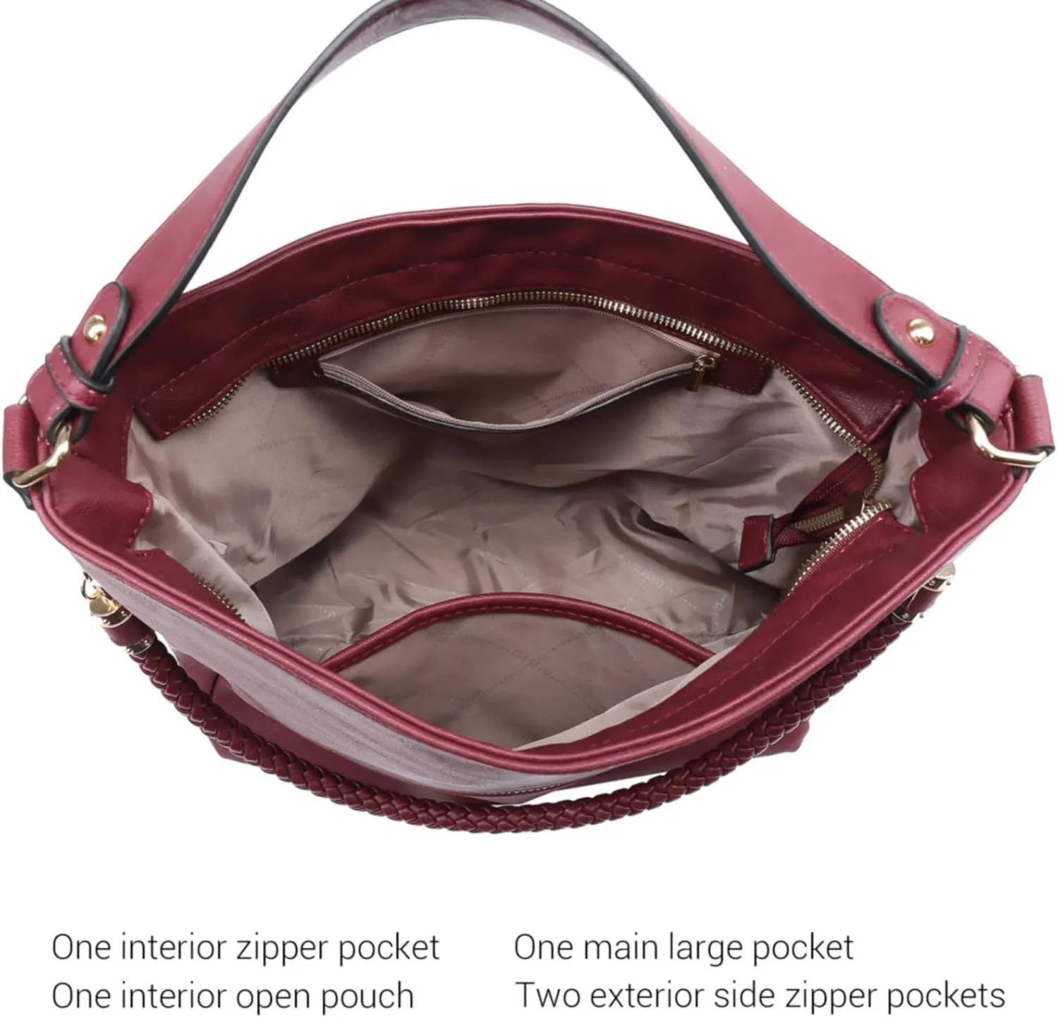 Dasein Hobo Handbags for Women Purses Vegan Leather Shoulder Bags Bucket Purse Large Tote Set with Long Strap