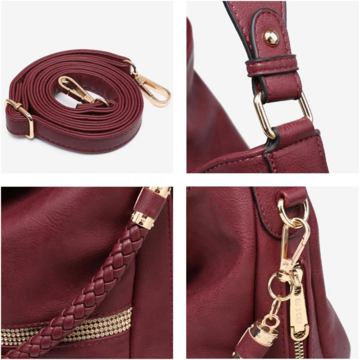 Dasein Hobo Handbags for Women Purses Vegan Leather Shoulder Bags Bucket Purse Large Tote Set with Long Strap