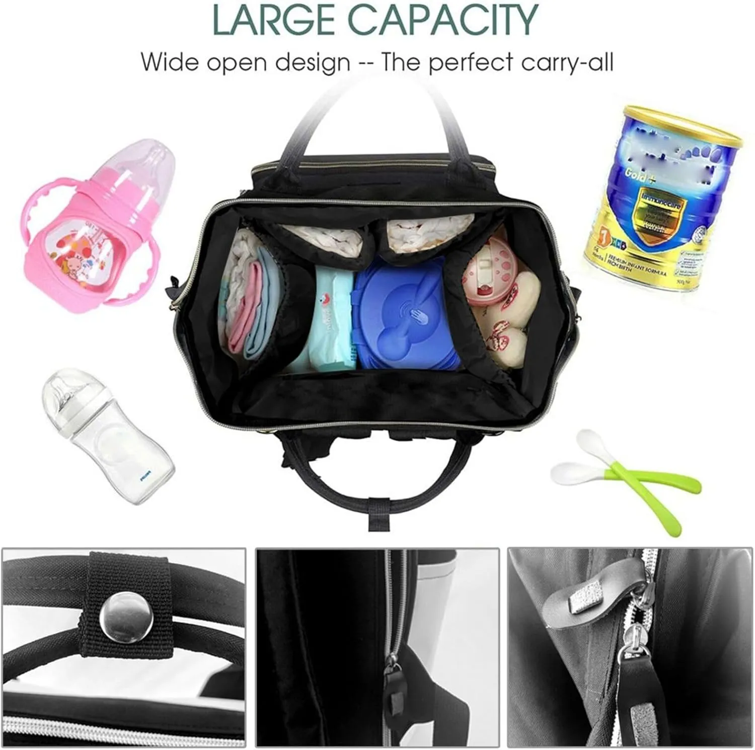 Diaper Bag Backpack For Women, Autumn Harvest Pumpkins Waterproof Multifunction Travel Pack Maternity Baby Changing Bags, Nappy Baby Bags With Multi-Function For Baby
