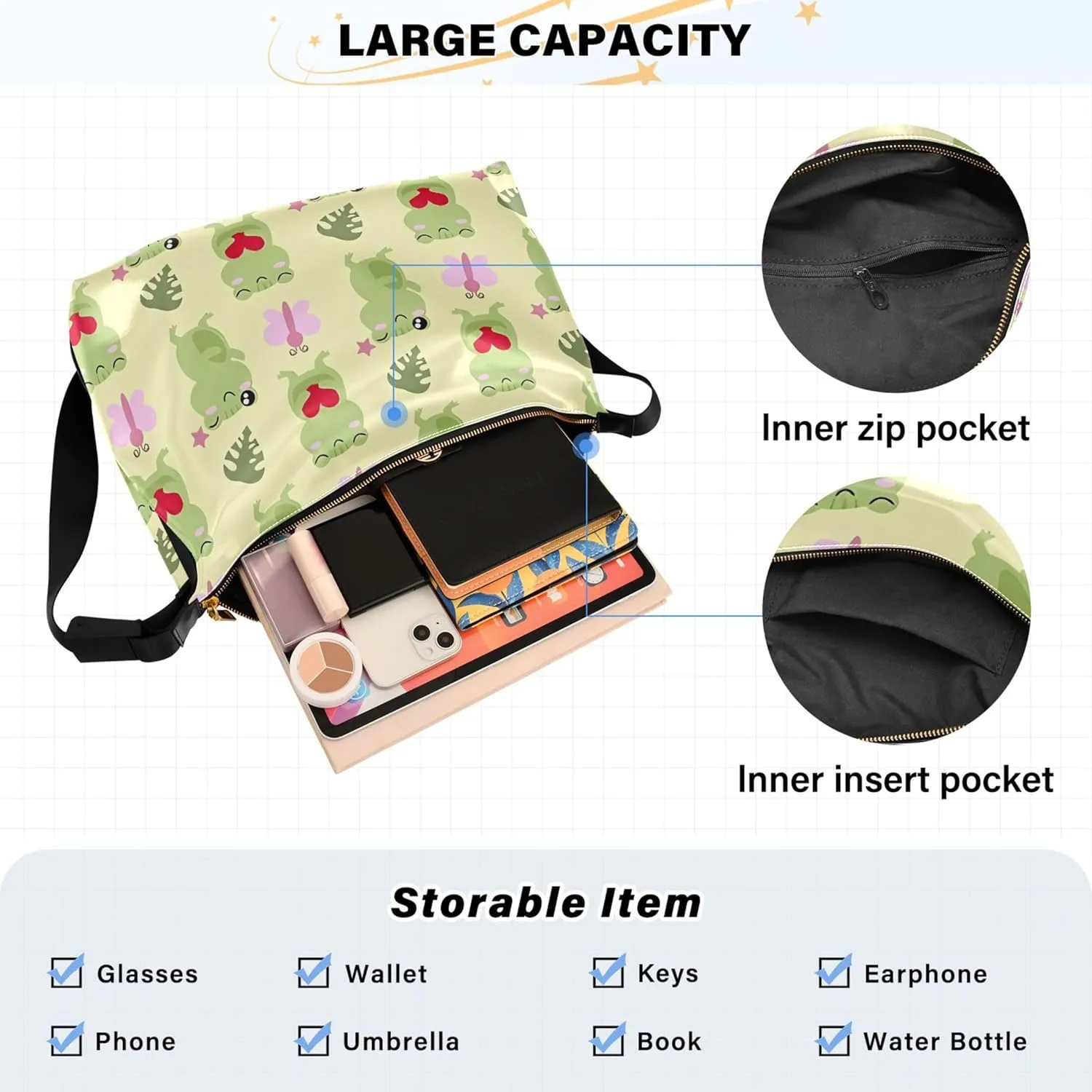 Dino Trex Roar Gray Hobo Women Handbag Leather Large Crossbody Purses Cartoon Animal Print Designer Shoulder Purse