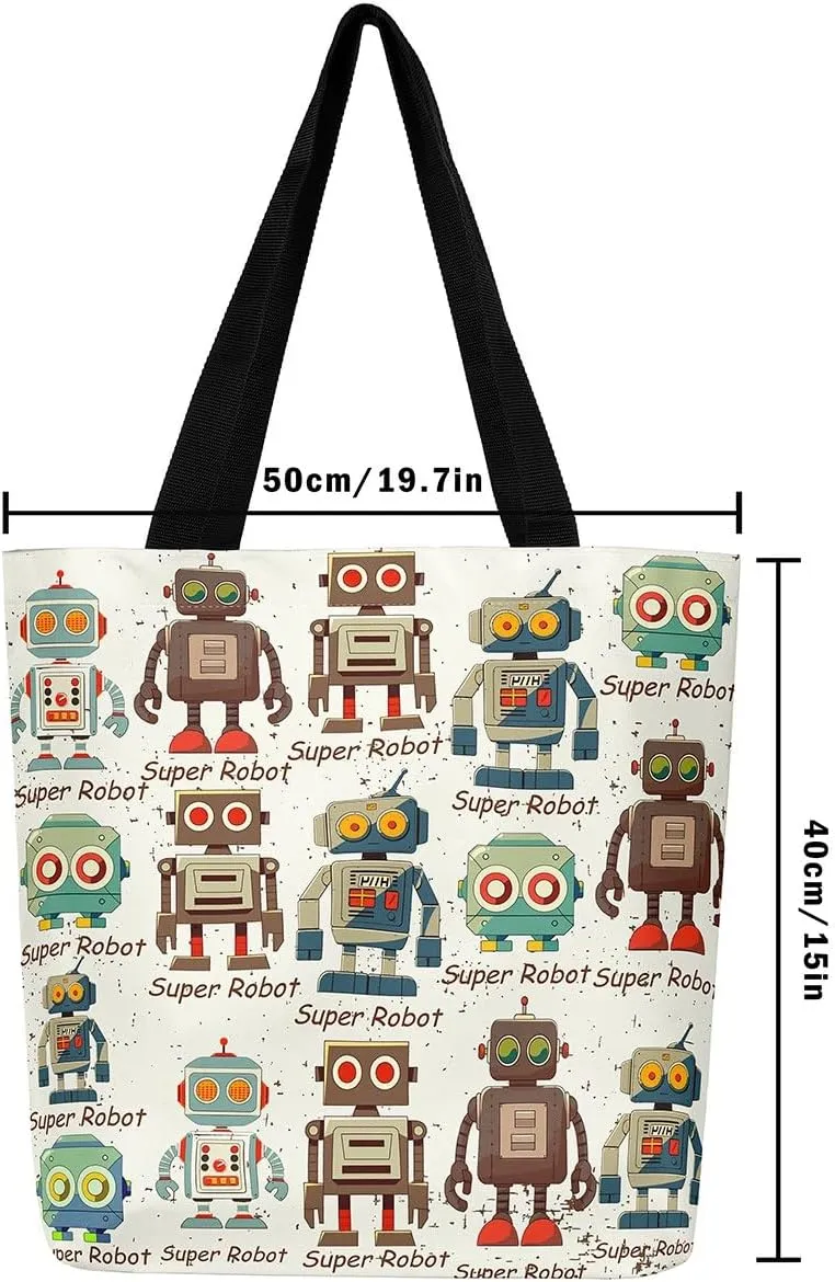 Dinosaur Canvas Tote Bag for Women,Kawaii Dino Large Shoulder Bag Cartoon Dinosaurios Cotton Bags