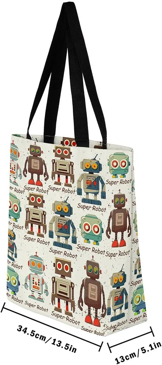 Dinosaur Canvas Tote Bag for Women,Kawaii Dino Large Shoulder Bag Cartoon Dinosaurios Cotton Bags