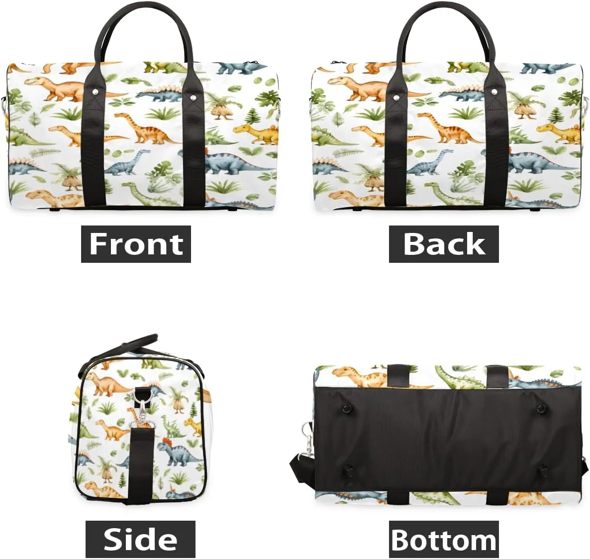 Dinosaur Cute Travel Duffle Bag, Sports Gym Bags for Women Men, Carry On Weekender Overnight Workout Airplane Trips Bag