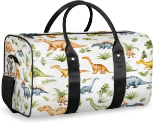 Dinosaur Cute Travel Duffle Bag, Sports Gym Bags for Women Men, Carry On Weekender Overnight Workout Airplane Trips Bag