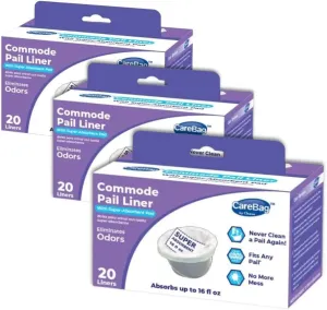 Disposable Carebag Commode Liners Bedside Commode Bucket, 60 Count – Medical Grade – Fits Any Standard Super Absorbent Pad – 60 for an Adult Commode Chair