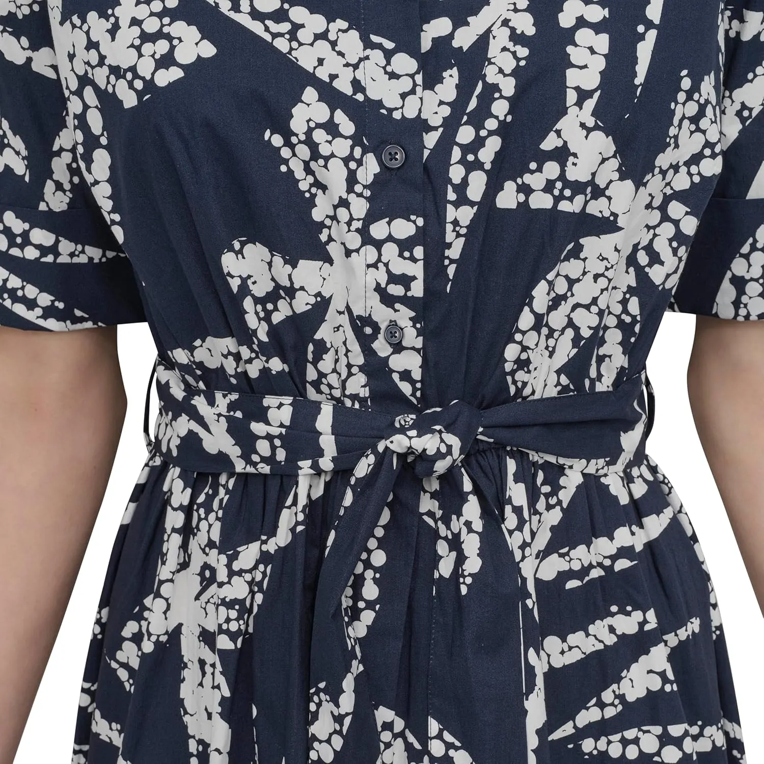 DKNY Women's Short Sleeve Cotton Poplin Collared Shirtdress