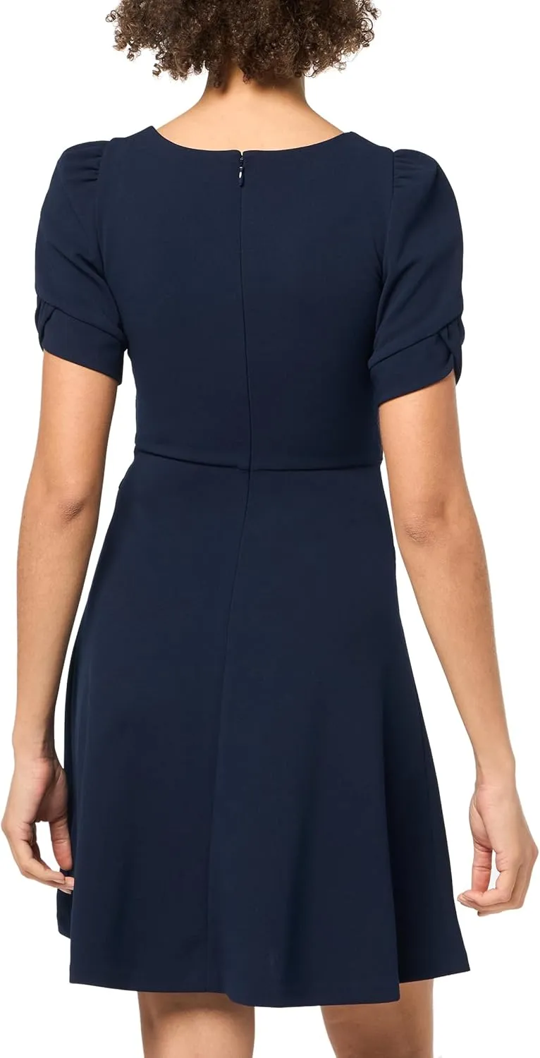DKNY womens Short Sleeve Knotted Belt Front Dress