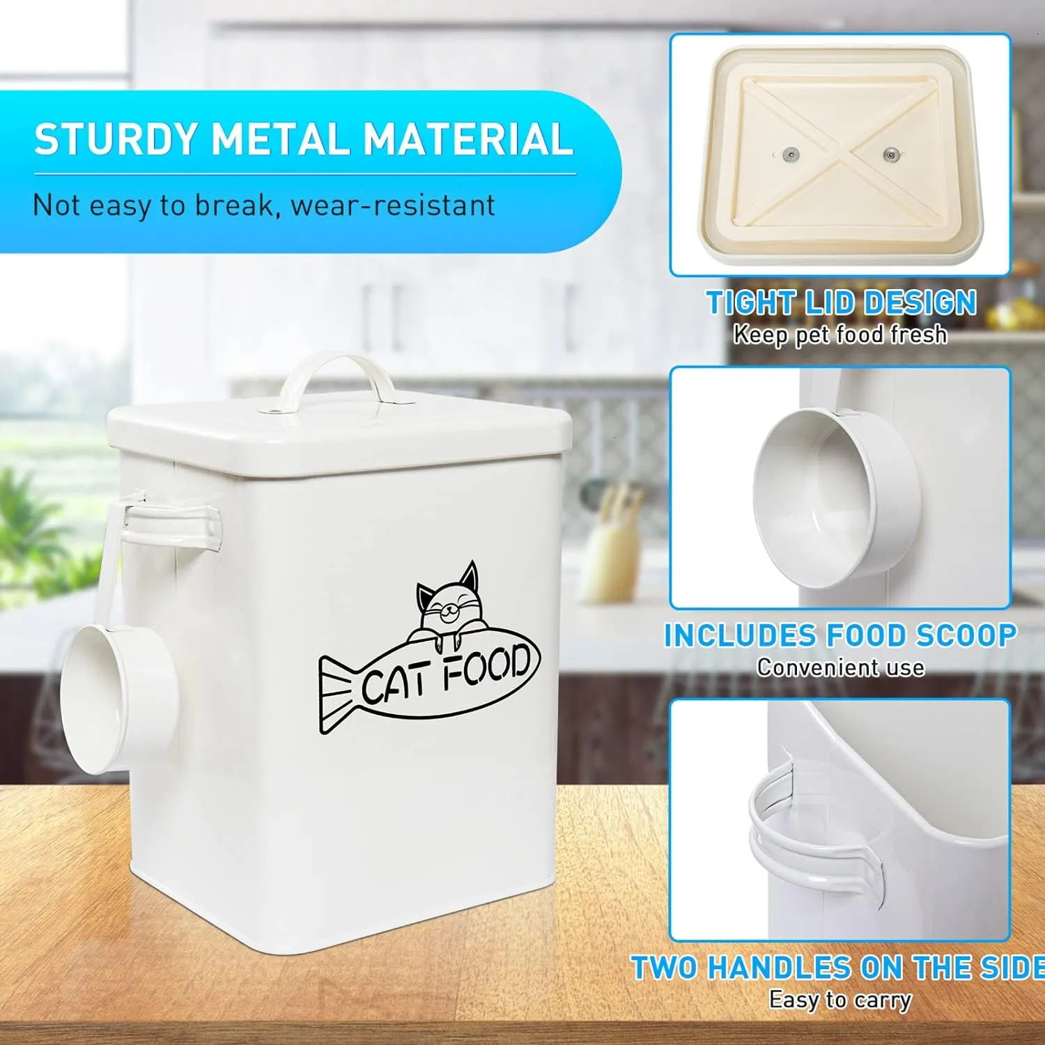Dog and Cat Food Storage Container, Farmhouse Pet Food Containers with Lid and Dry Food Scoop, Durable Airtight Great Gift for Pet Owners