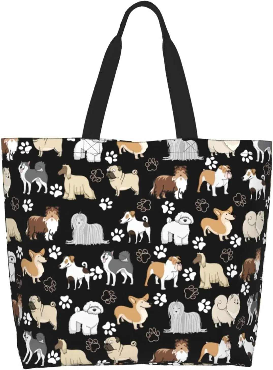 Dog Paw Tote Bag for Women Chicken Reusable Handbag Grocery Bags Skull Beach Shoulder Bag Shopping Handbags Gifts