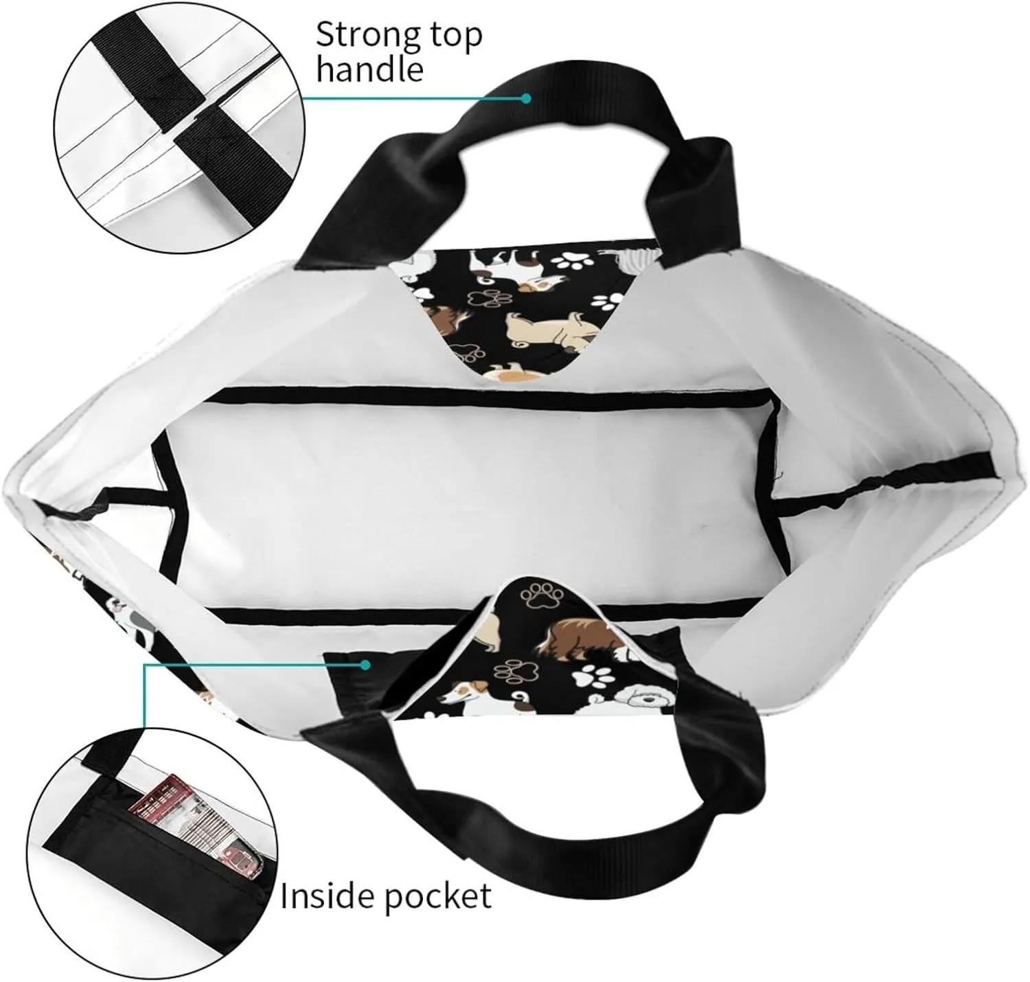 Dog Paw Tote Bag for Women Chicken Reusable Handbag Grocery Bags Skull Beach Shoulder Bag Shopping Handbags Gifts