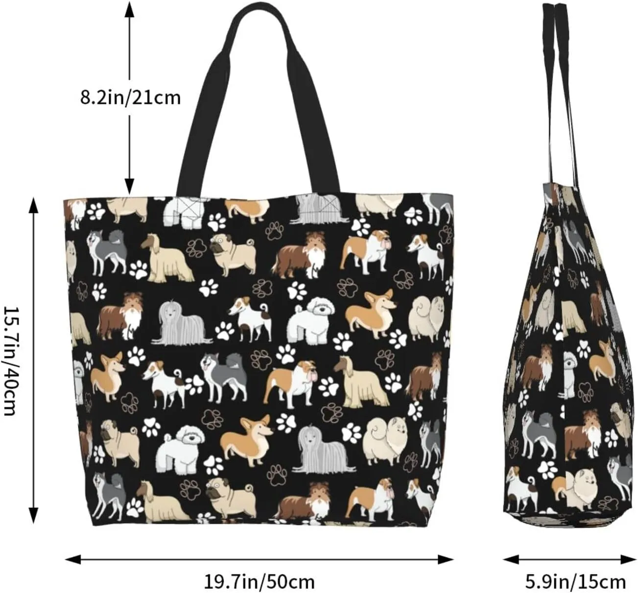 Dog Paw Tote Bag for Women Chicken Reusable Handbag Grocery Bags Skull Beach Shoulder Bag Shopping Handbags Gifts