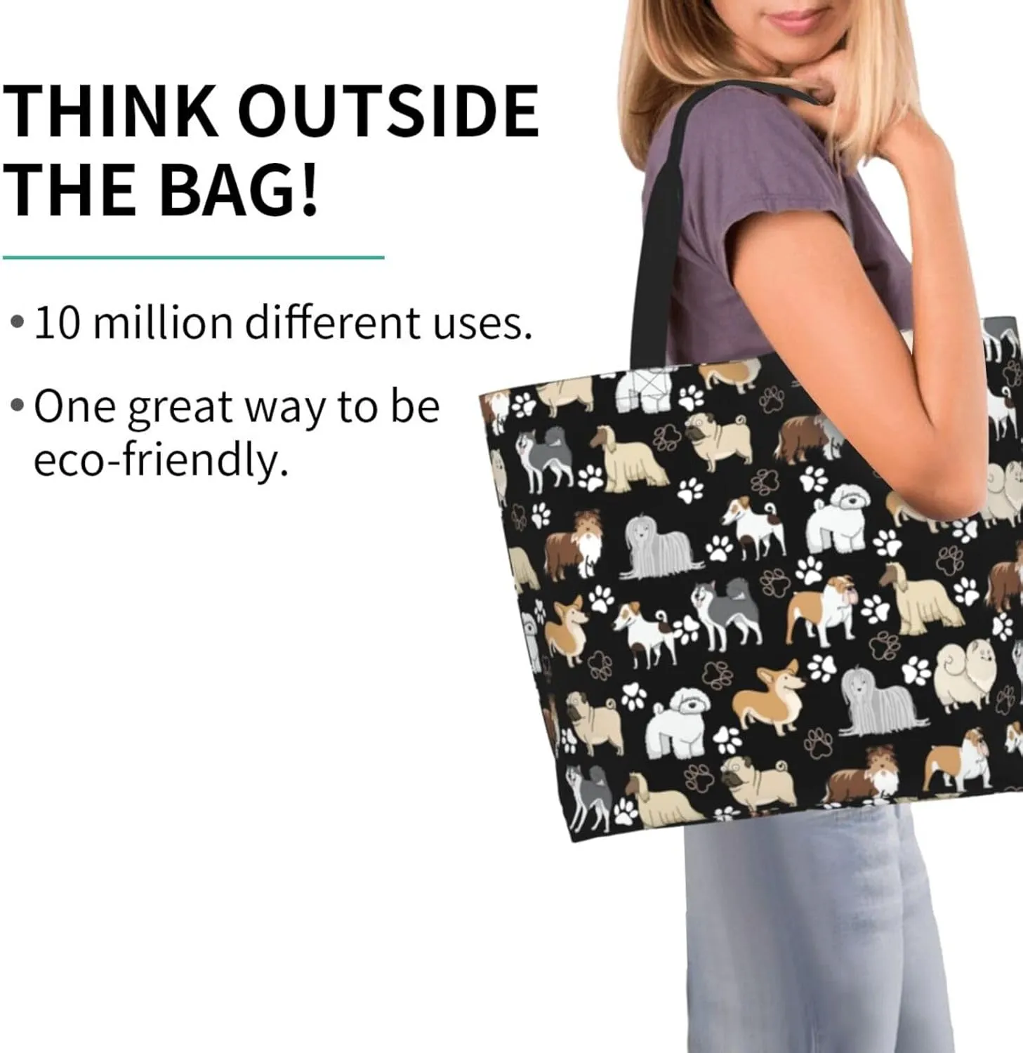 Dog Paw Tote Bag for Women Chicken Reusable Handbag Grocery Bags Skull Beach Shoulder Bag Shopping Handbags Gifts