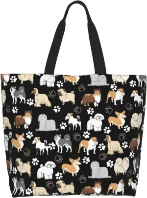 Dog Paw Tote Bag for Women Chicken Reusable Handbag Grocery Bags Skull Beach Shoulder Bag Shopping Handbags Gifts