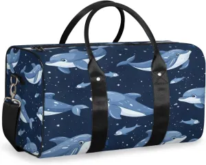 Dolphin Travel Duffle Bag, Sports Gym Bags for Women Men, Carry On Weekender Overnight Bag, Wildlife Ocean Cute Animals Workout Hospital Airplane Trips Bag