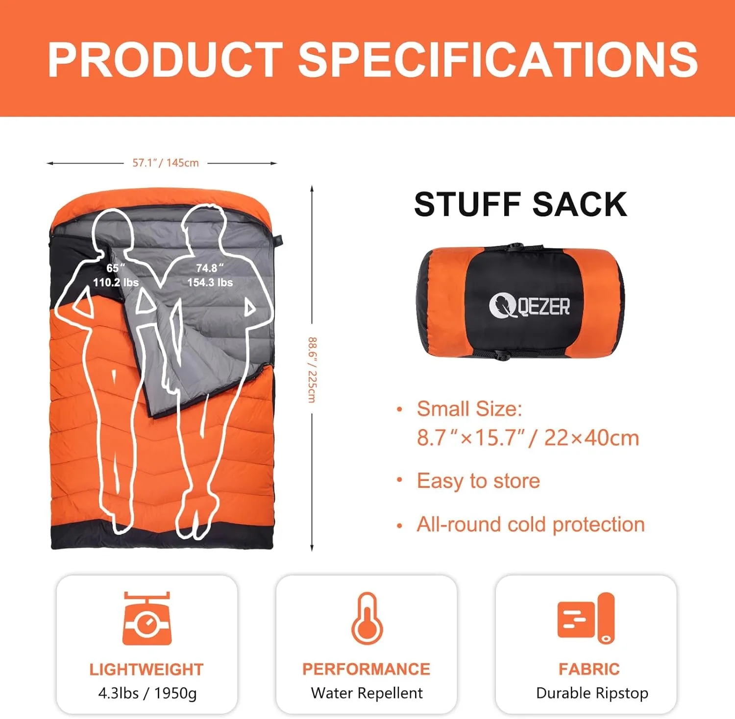 Double Down Sleeping Bags,Suitable for Cold Weather Down Sleeping Bag,Ultra Light Double Sleeping Bag,Suitable for Backpacking, Camping, Hiking