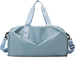 Duffle Bag, Gym Bag for Women, Separate Shoes Compartment Yoga Bag, Wet and Dry Separation Beach Bag (Sky blue, Large)