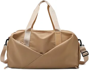 Duffle Bag, Gym Bag for Women, Separate Shoes Compartment Yoga Bag, Wet and Dry Separation Beach Bag (Walnut, Large)