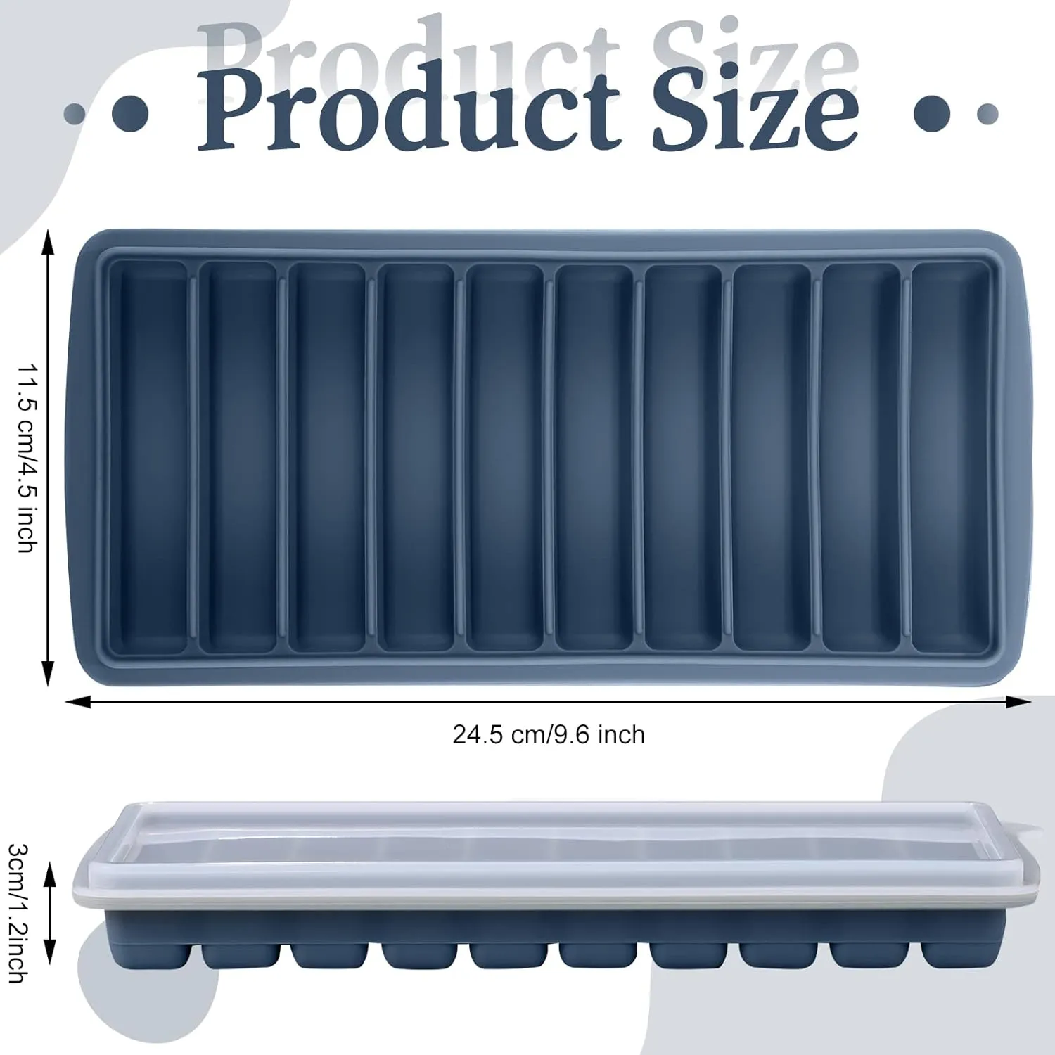 Eaasty 2 Pieces Breastmilk Storage Container Baby Food Milk Silicone Freezer Trays with Lid Breastmilk Freezer Tray Organizer Ice Trays Silicone Storage Bag Tray 10-1 oz Bars(Blue)