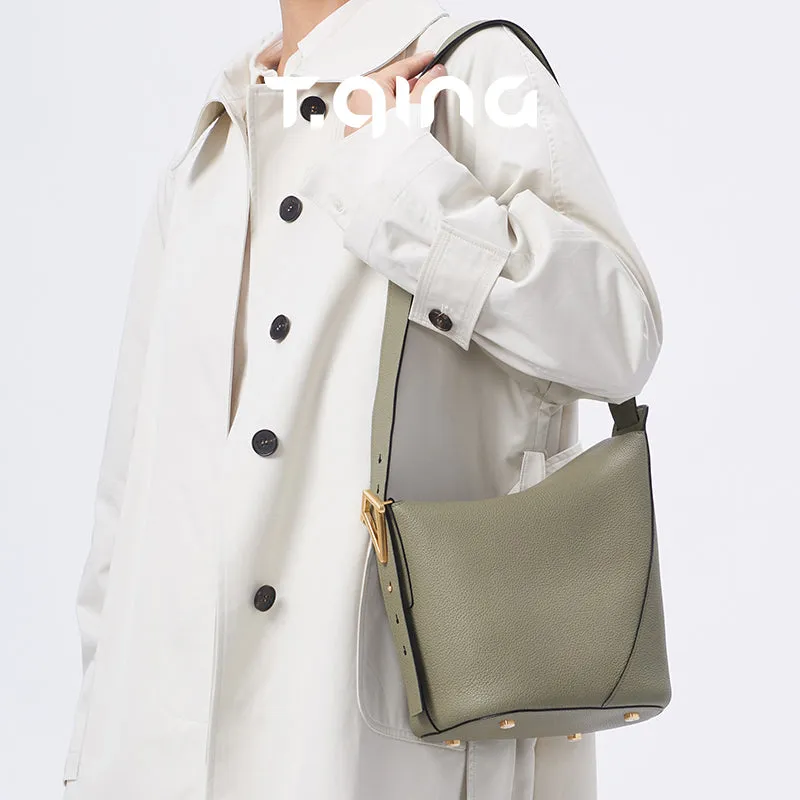 Ease Leather Shoulder Bucket Bag Tender Green