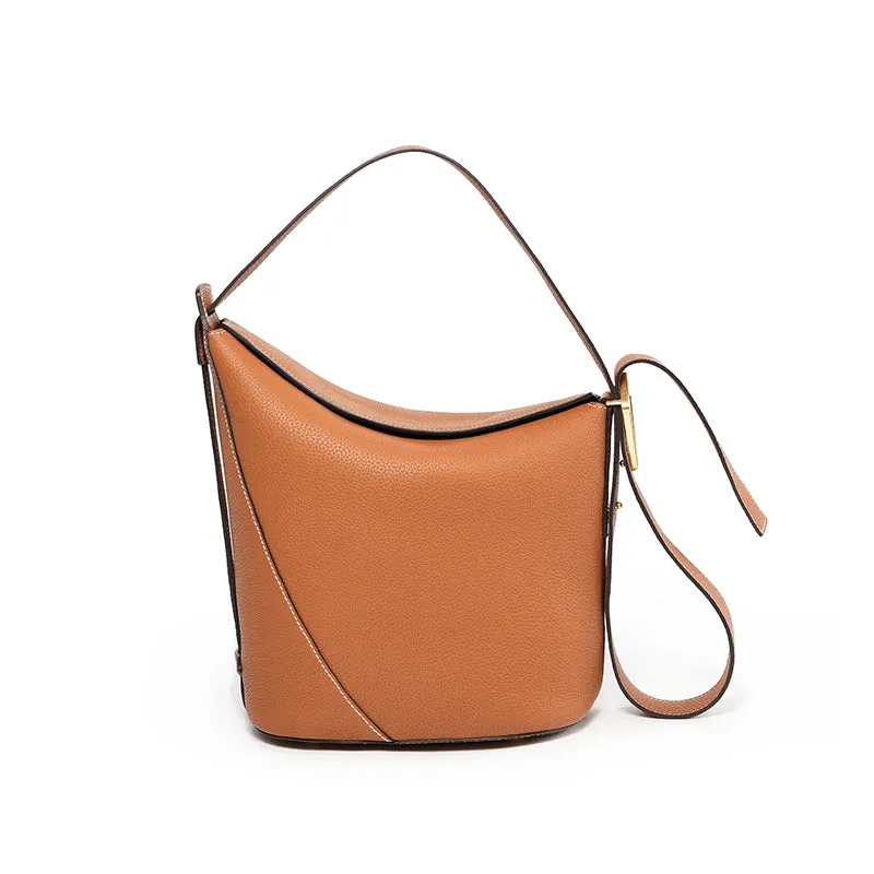 Ease Leather Shoulder Bucket Bag Tender Green