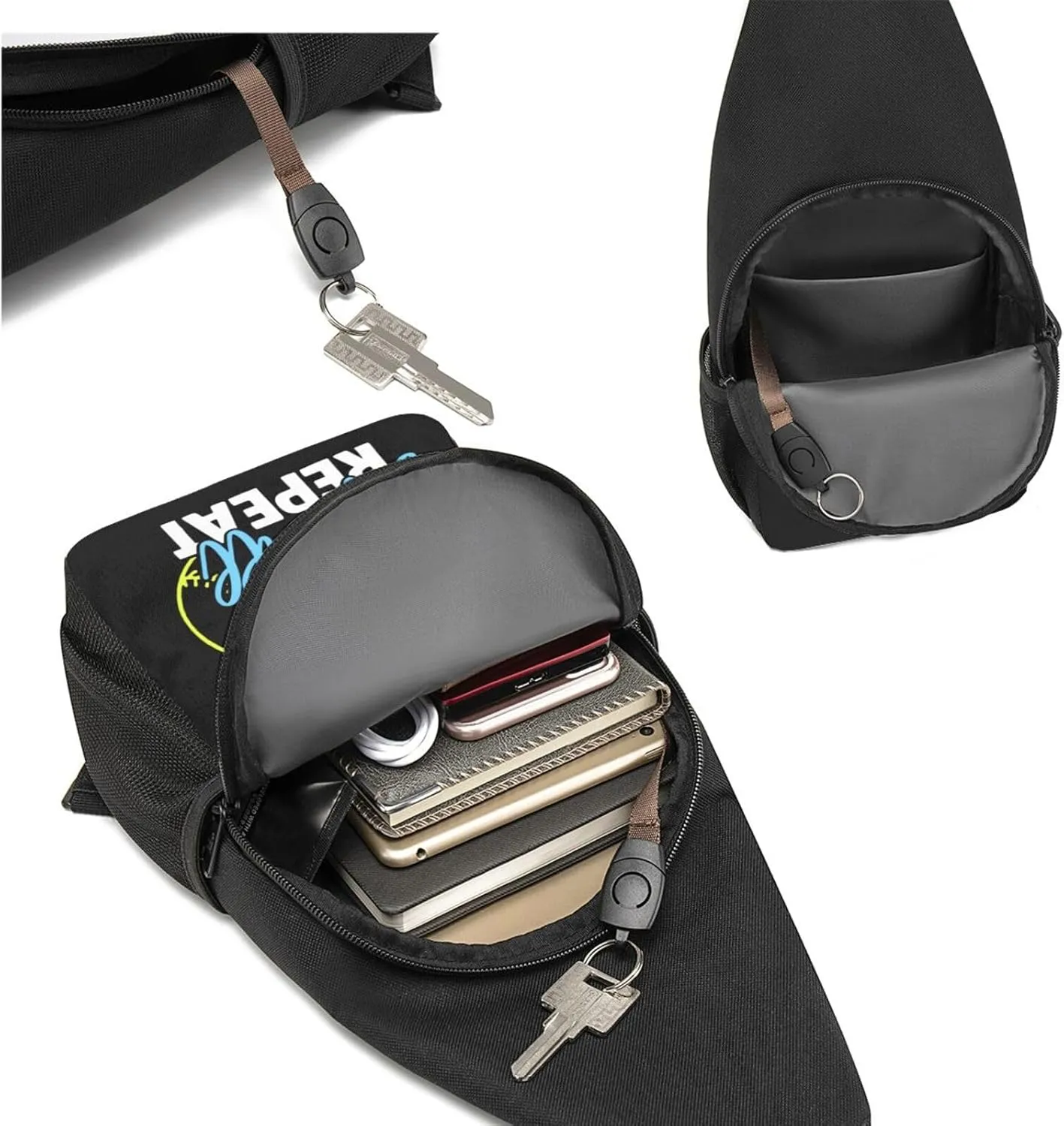 Eat Sleep Softball Sling Bag Crossbody Backpack Shoulder Casual Daypack Bags for Men Women