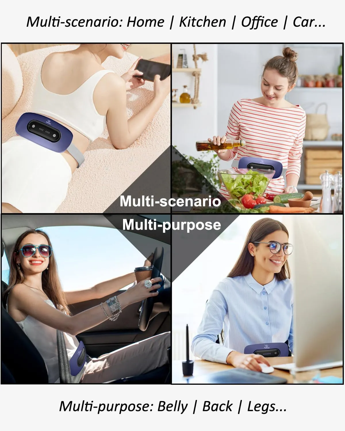 Electric Heating Pad,Portable Cordless Menstrual Heating Pad with 4 Heat Levels and 4 Massage Modes, Fast Large Heating Belly Wrap Belt(Navy Blue)