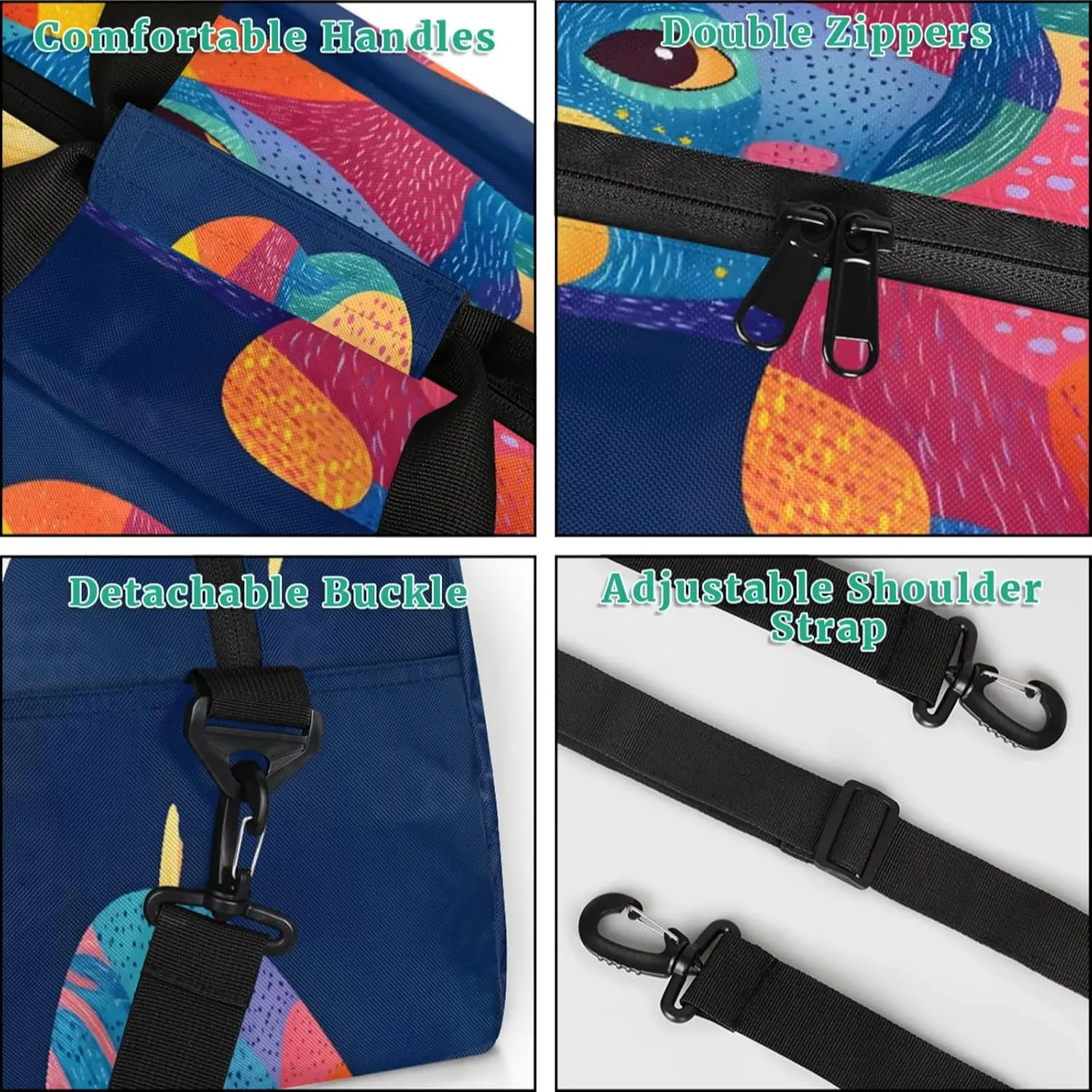 Elephant Sports Duffle Gym Bags for Men or Women, Wild Animal Lightweight Carry On Overnight Weekender Bag for Travel Workout