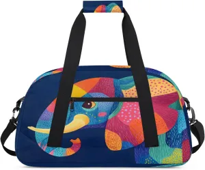 Elephant Sports Duffle Gym Bags for Men or Women, Wild Animal Lightweight Carry On Overnight Weekender Bag for Travel Workout