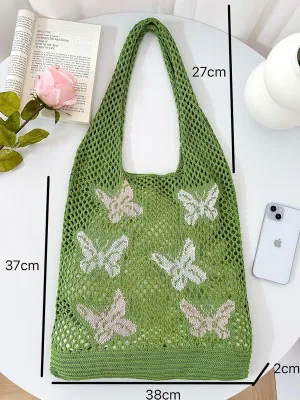 ENBEI Beach Bag Crochet Tote bag for Women,Aesthetic Boho Large Bag,Foldable&Lightweight,Shopping,Beach,Travel,Daily Use
