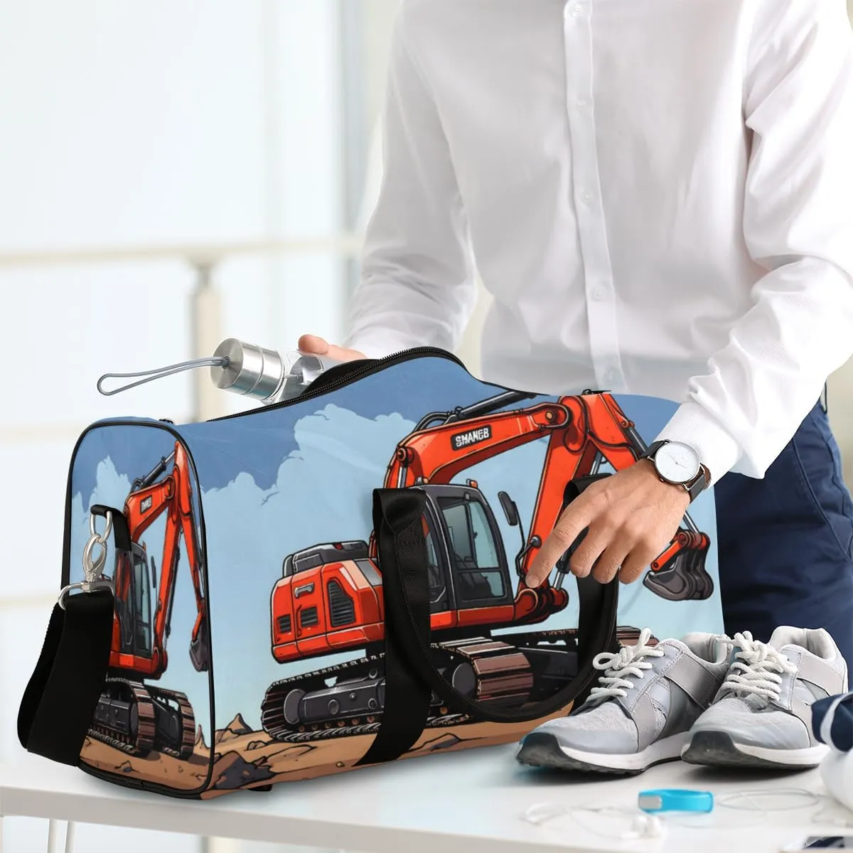 Engineering Car Travel Duffle Bag, Sports Gym Bags for Women Men, Carry On Weekender Overnight Workout Airplane Trips Bag