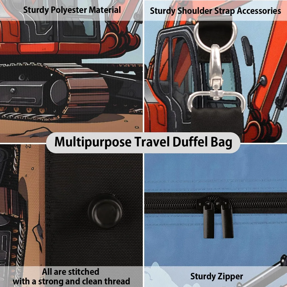 Engineering Car Travel Duffle Bag, Sports Gym Bags for Women Men, Carry On Weekender Overnight Workout Airplane Trips Bag