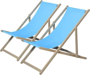 Enjoy Comfort Anywhere with Portable Beach Sling Chairs, 3-Level Height Adjustable, Set of 2, Solid Wood, Blue