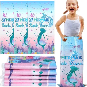 Epakh 10 Pcs Ocean Potato Sack Race Bags, Mermaid Shark Birthday Party Supplies Favors, Outdoor Games Beach Jumping Bags for Summer Beach Tropical Party(Mermaid)
